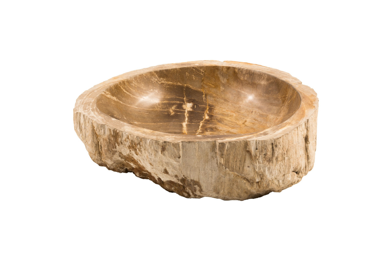 Sven - Ovales Waschbecken aus versteinertem Holz