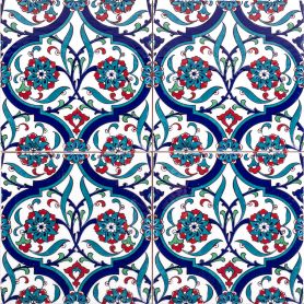 Toygar - Iznik Keramikfliesen, 20x 20cm, Packung mit 12 Stück (0,48 m2)