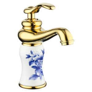 Gabel - Goldbeckenhahn mit blauen Muster
