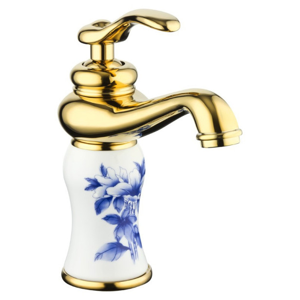 Gabel - Goldbeckenhahn mit blauen Muster
