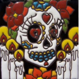 Catrina Mexikanische Fliesen mit Tod - Patchwork aus Mexiko