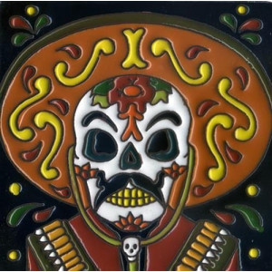 Catrina Mexikanische Fliesen mit Tod - Patchwork aus Mexiko