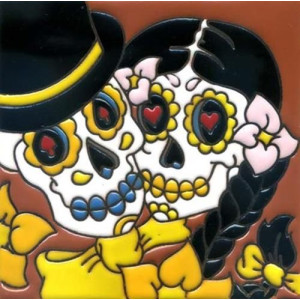 Catrina Mexikanische Fliesen mit Tod - Patchwork aus Mexiko