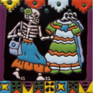 Catrina Mexikanische Fliesen mit Tod - Patchwork aus Mexiko