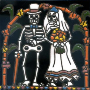 Catrina Mexikanische Fliesen mit Tod - Patchwork aus Mexiko