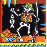 Catrina Mexikanische Fliesen mit Tod - Patchwork aus Mexiko