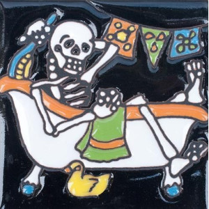 Catrina Mexikanische Fliesen mit Tod - Patchwork aus Mexiko