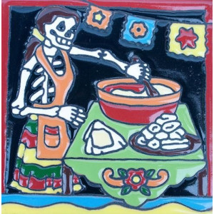 Catrina Mexikanische Fliesen mit Tod - Patchwork aus Mexiko