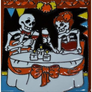 Catrina Mexikanische Fliesen mit Tod - Patchwork aus Mexiko