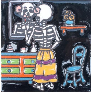 Catrina Mexikanische Fliesen mit Tod - Patchwork aus Mexiko