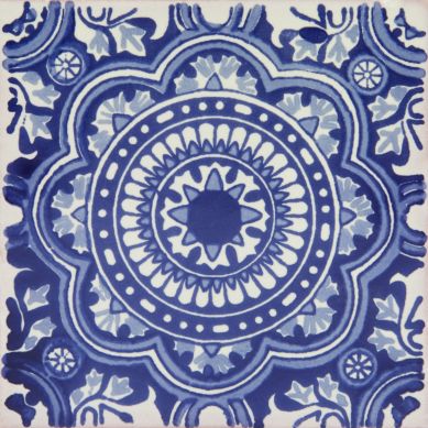 Roseton - blaue mexikanische Fliesen 10x10
