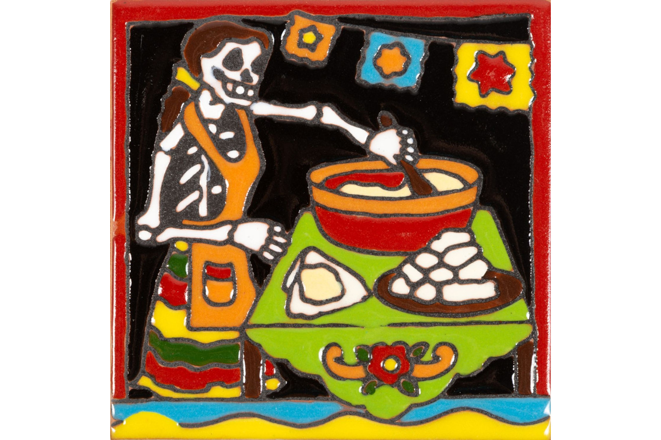 Cocinero - Catrina-Serie - mexikanische Dekorfliesen mit Relief