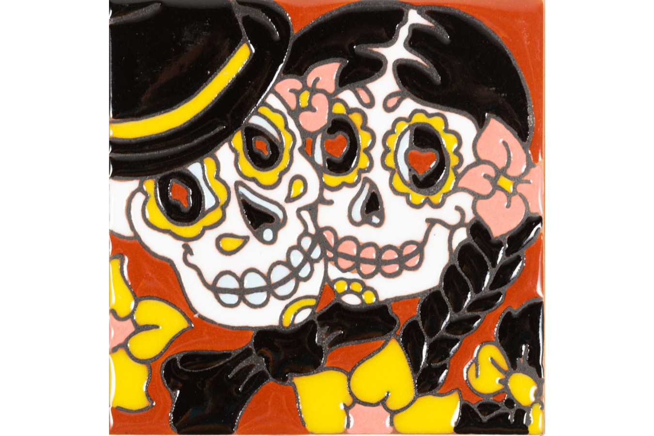 Pareja - Catrina-Serie - mexikanische Talavera Fliesen - ein Stück