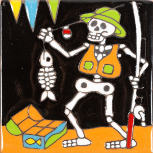 Pescador - Catrina-Serie -  mexikanische Talavera Fliesen - ein Stück