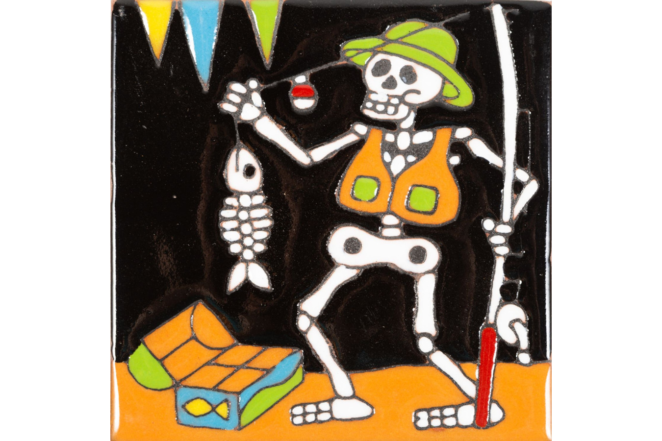 Pescador - Catrina-Serie -  mexikanische Talavera Fliesen - ein Stück