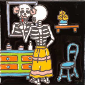 Espejo - Catrina-Serie - mexikanische Talavera Fliesen 