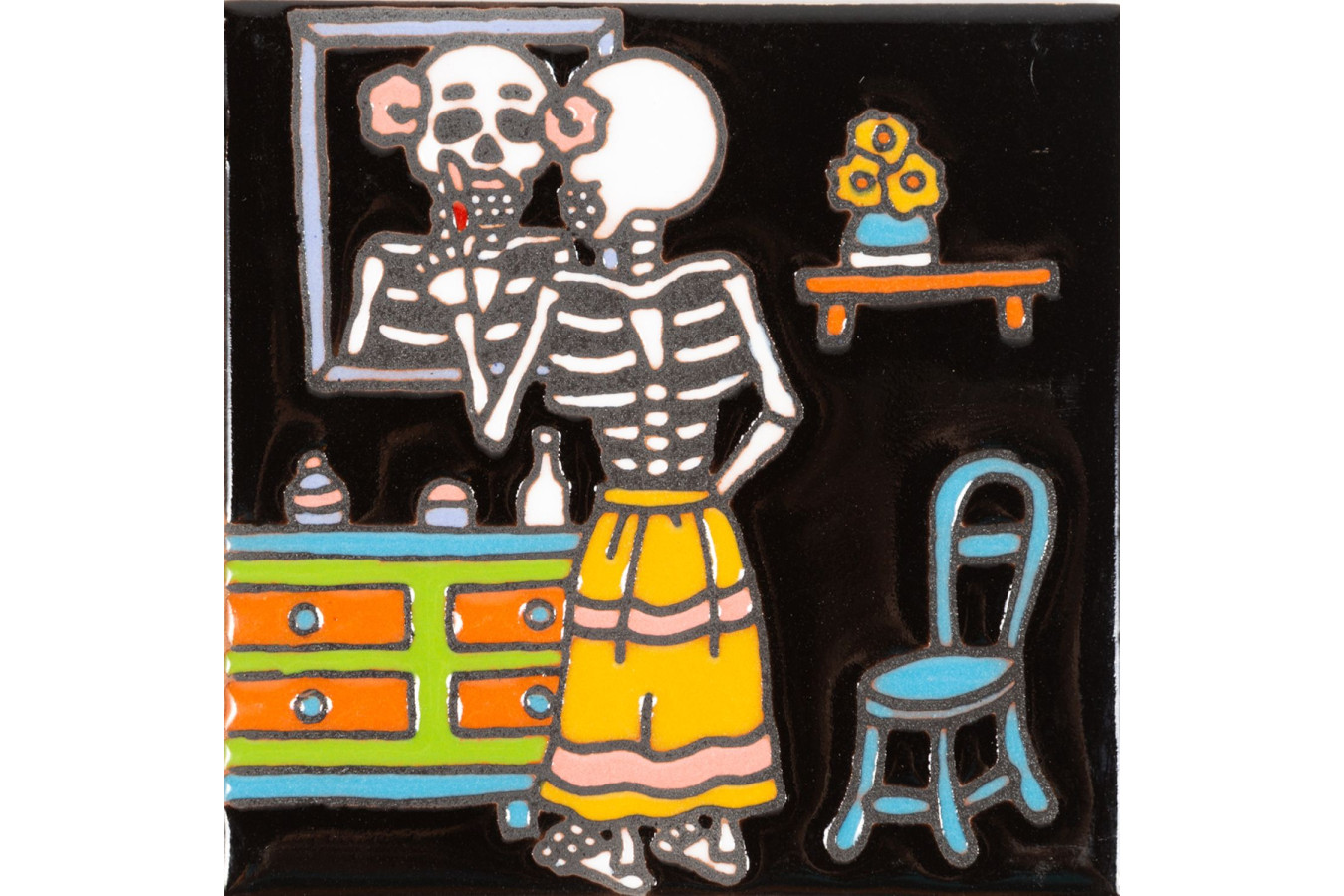 Espejo - Catrina-Serie - mexikanische Talavera Fliesen 