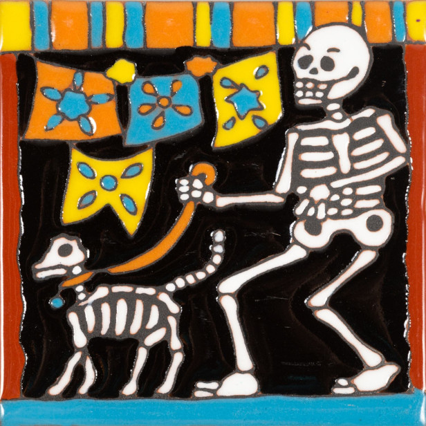 Perro - Catrina-Serie - mexikanische Talavera Fliesen