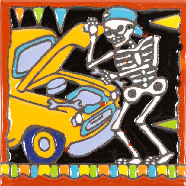 Mecánico - Catrina-Serie - mexikanische Talavera Fliesen 