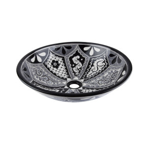 Atalaya - Schwarz-weißes Talavera Waschbecken