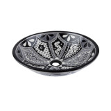 Atalaya - Schwarz-weißes Talavera Waschbecken