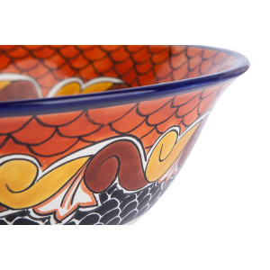 Ynes - Handbemaltes rotes Waschbecken aus Mexiko