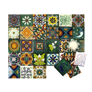 Verde - bunte patchwork mit mexikanischen tellern - 30 st