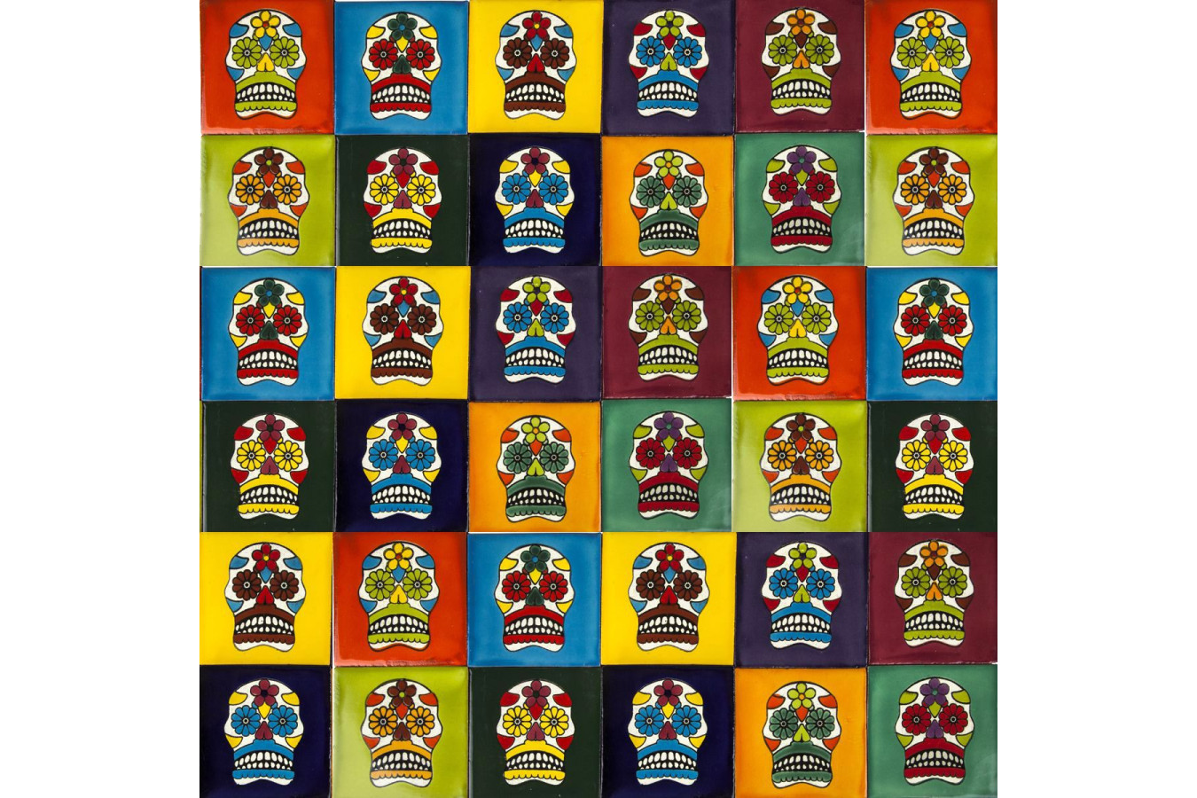 Calaveras - pop art talavera fliesen - 30 stück 