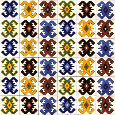 Hucul - Mexikanischer Keramikziegel mit Hutsul-Muster - 30 Stück