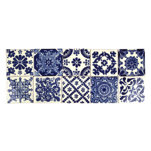 Azul luz - patchwork aus mexikanischen talavera-platten - 30 Stück