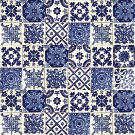 Azul Luz - Patchwork aus mexikanischen Talavera-Fliesen - 30 Stück
