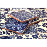 Azul luz - patchwork aus mexikanischen talavera-platten - 30 Stück
