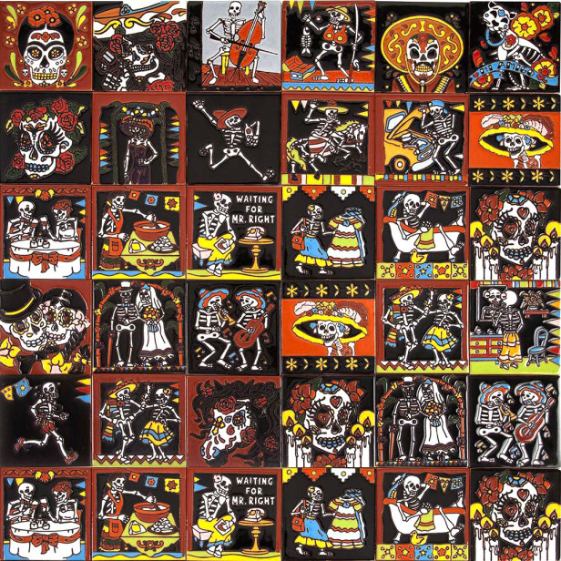 Catrina Mexikanische Fliesen mit Tod - Patchwork aus Mexiko