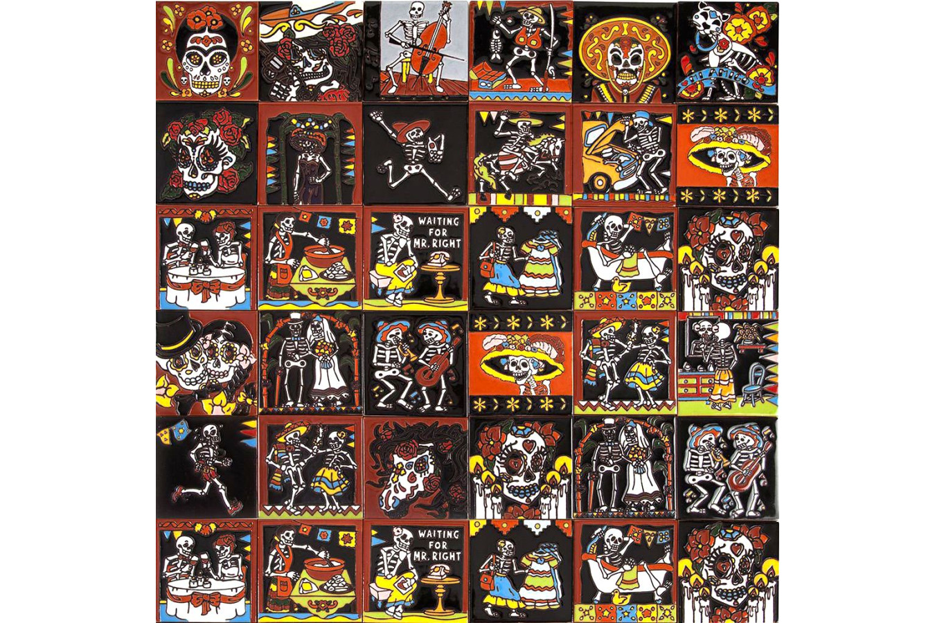 Catrina Mexikanische Fliesen mit Tod - Patchwork aus Mexiko