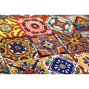 Caliente -  talavera patchwork aus Mexiko - 5x5 cm