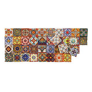 Caliente -  talavera patchwork aus Mexiko - 5x5 cm