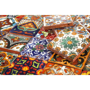 Caliente -  talavera patchwork aus Mexiko - 5x5 cm