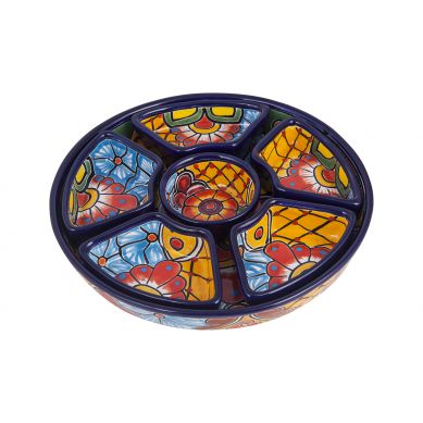 Redondo - Keramikplatte Talavera für Snacks - 7-teilig