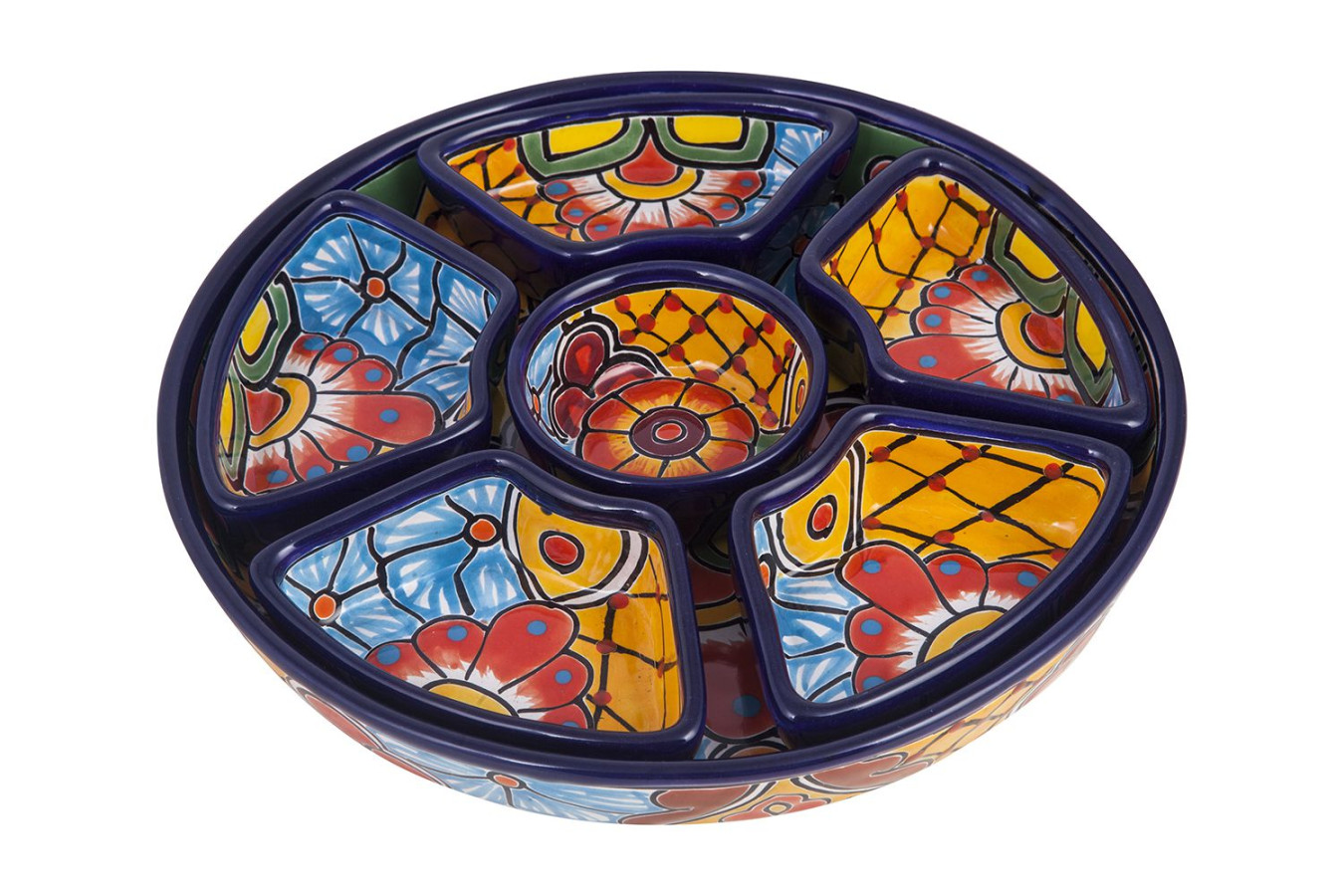 Redondo - Keramikplatte Talavera für Snacks - 7-teilig