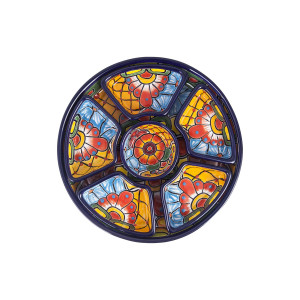 Redondo - Keramikplatte Talavera für Snacks - 7-teilig