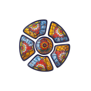 Redondo - Keramikplatte Talavera für Snacks - 7-teilig