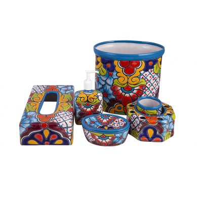 Agua - Keramik-Badezimmer-Set aus Mexiko