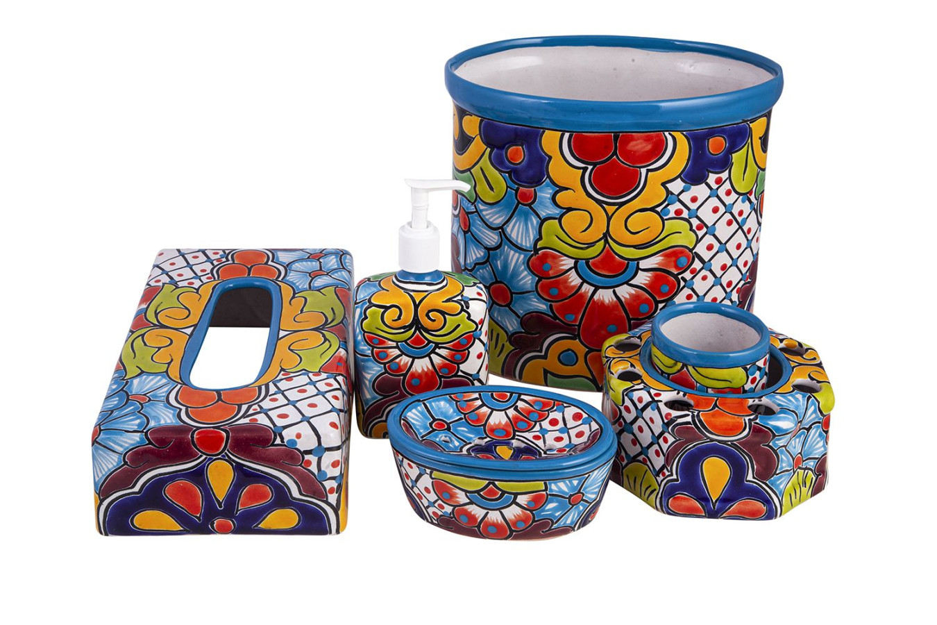 Agua - Keramik-Badezimmer-Set aus Mexiko