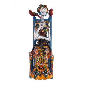 Frida Sentada - traditionelle Talavera-Statue aus Mexiko