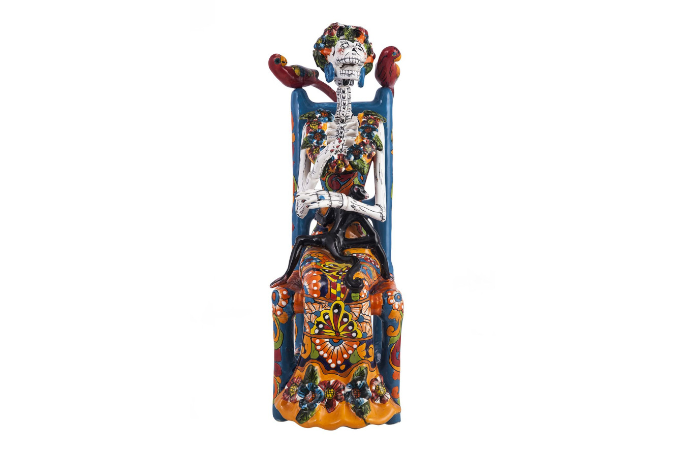 Frida Sentada - traditionelle Talavera-Statue aus Mexiko