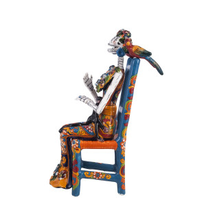 Frida Sentada - traditionelle Talavera-Statue aus Mexiko