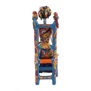 Frida Sentada - traditionelle Talavera-Statue aus Mexiko