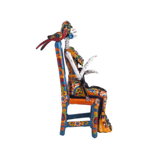 Frida Sentada - traditionelle Talavera-Statue aus Mexiko
