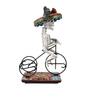 Ciclista catrina - Statue von La Catrina auf einem Fahrrad