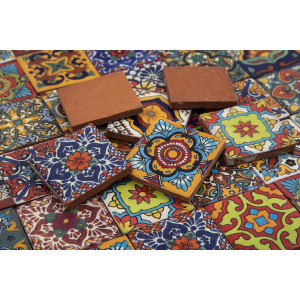 Caliente -  talavera patchwork aus Mexiko - 5x5 cm